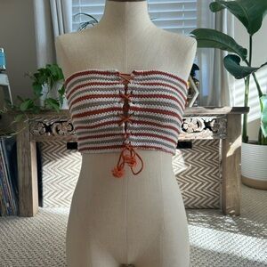 Urban Outfitters Striped Lace-Up Tube Top
